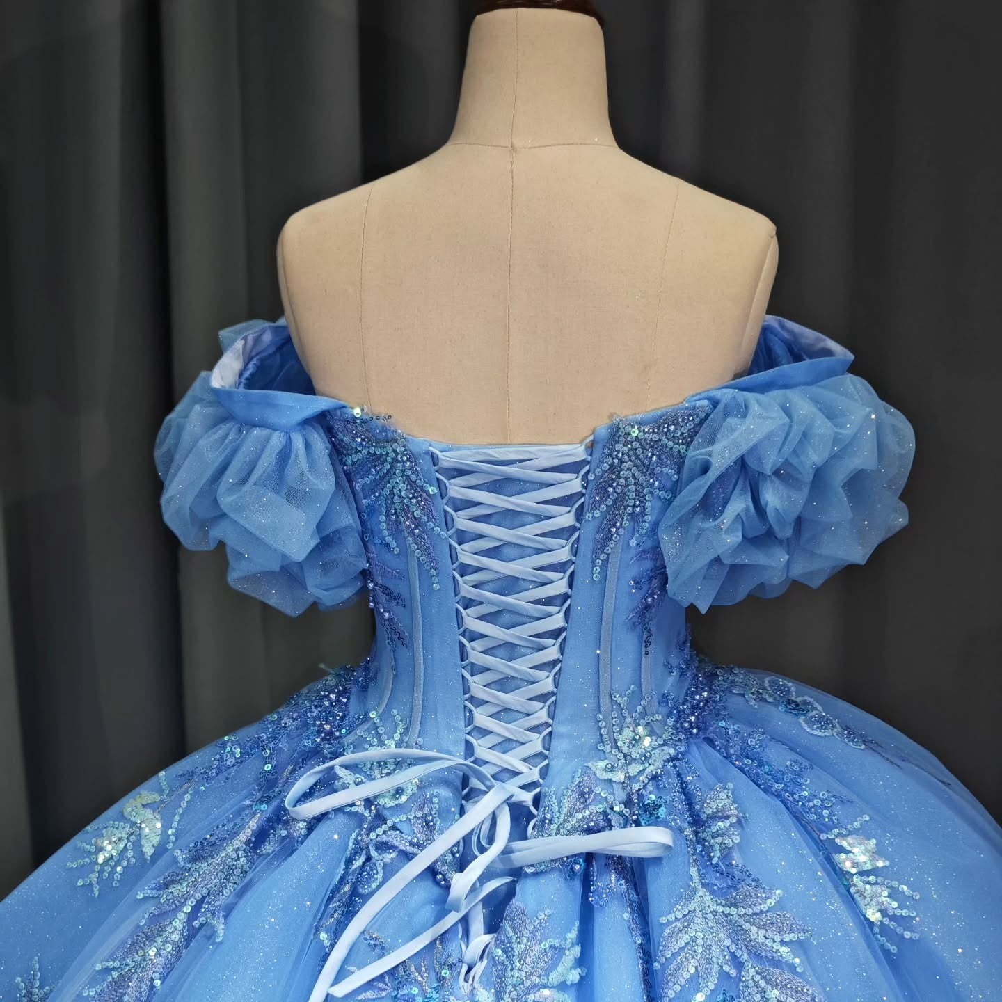 HE280 - Vestidos de quinceañera de princesa con hombros descubiertos, apliques de tul y encaje, para fiesta de cumpleaños, vestido de gala, vestidos de 16 años