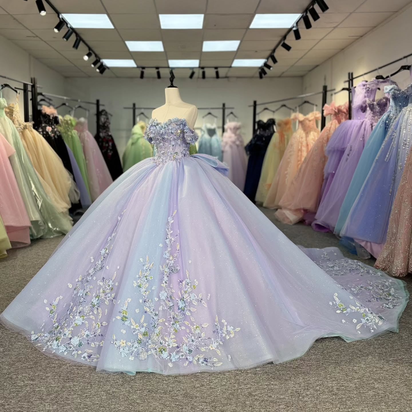Lilac Quinceanera Dresses Tulle Lace Appliques Party Dresses for Sweet 16