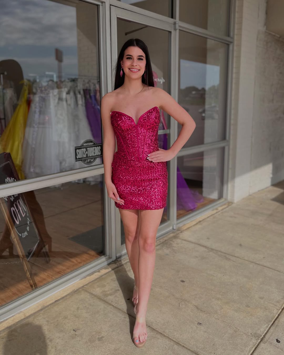 Sweetheart Glittery Sequin Homecoming Dresses Short Sheath Cocktail Gowns HE400