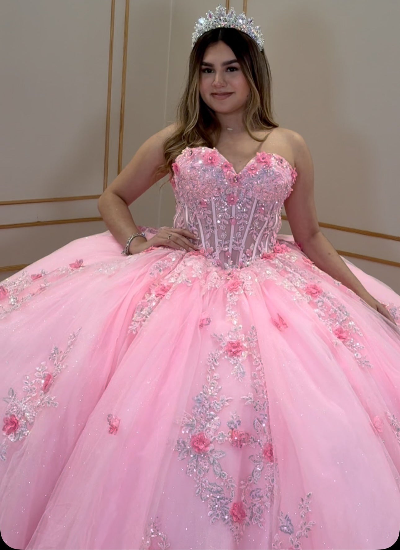 HE236-Hermosos vestidos de quinceañera de princesa con escote corazón, vestido de baile de tul rosa con apliques, vestidos de fiesta de cumpleaños de 16 años
