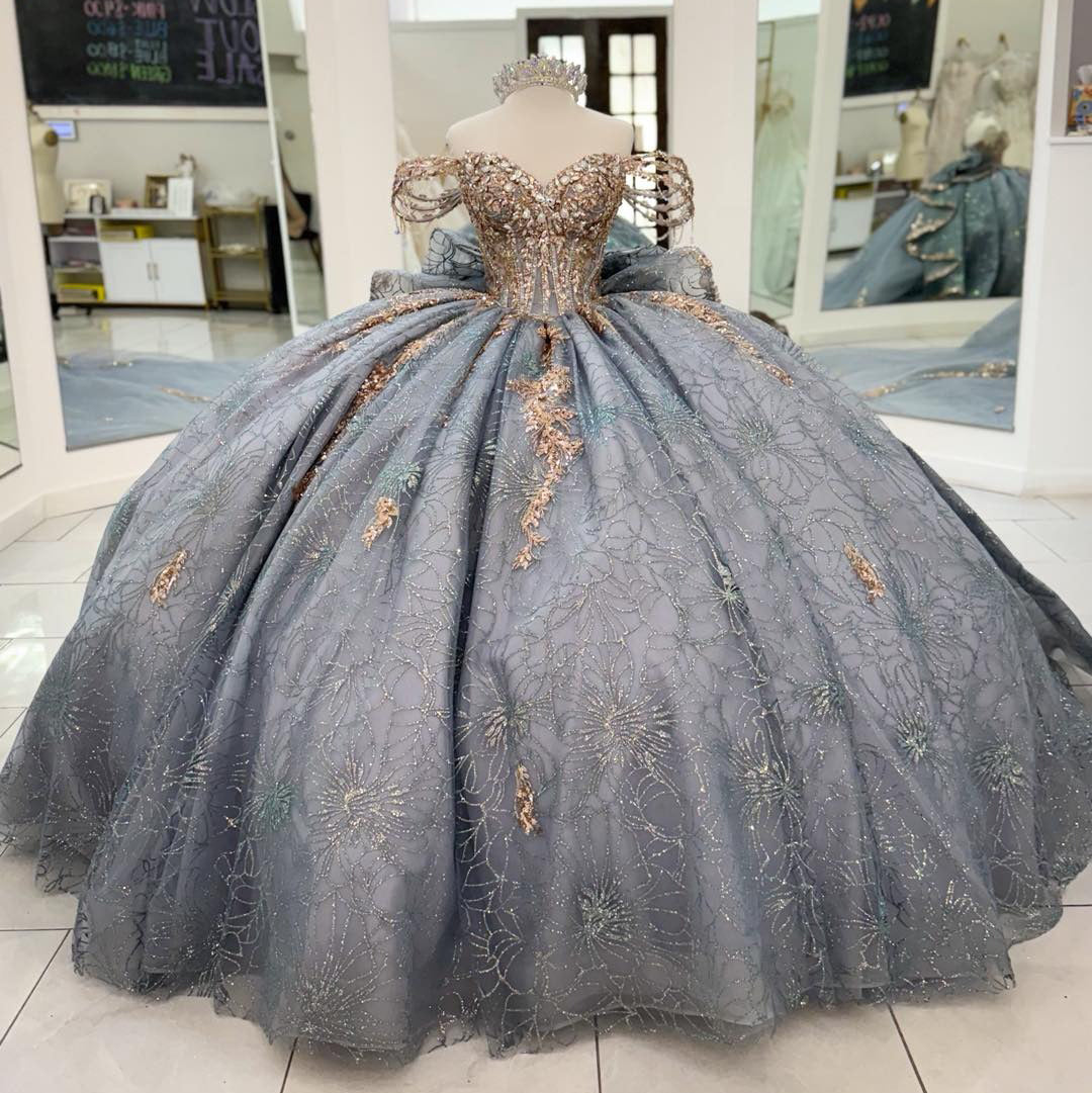 Tulle Lace Beaded Quinceanera Dresses Ball Gown Sweet 16 Birthday Dresses HE274