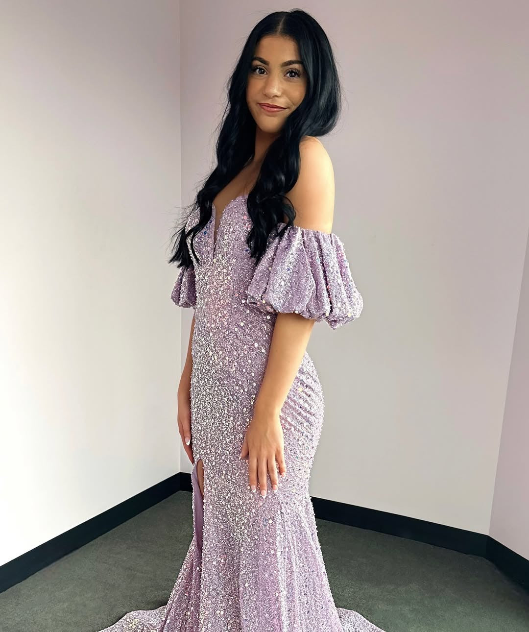 Vestidos de fiesta largos con escote corazón y lentejuelas brillantes de sirena HE339