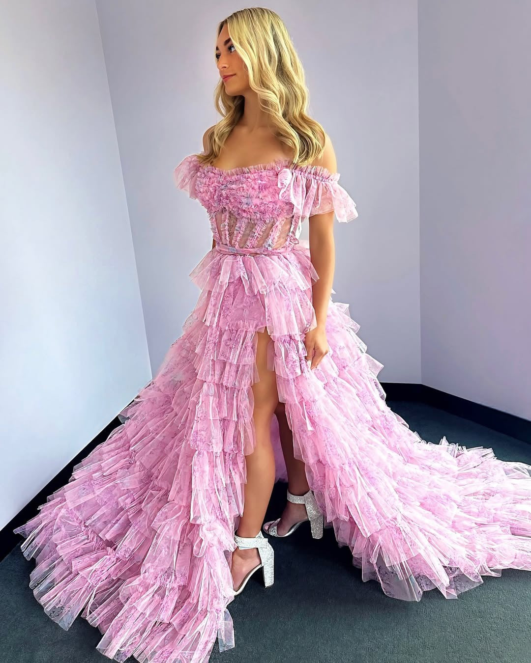 Vestidos de fiesta largos de corte A para mujer, vestidos de noche con corsé y flores, HE346