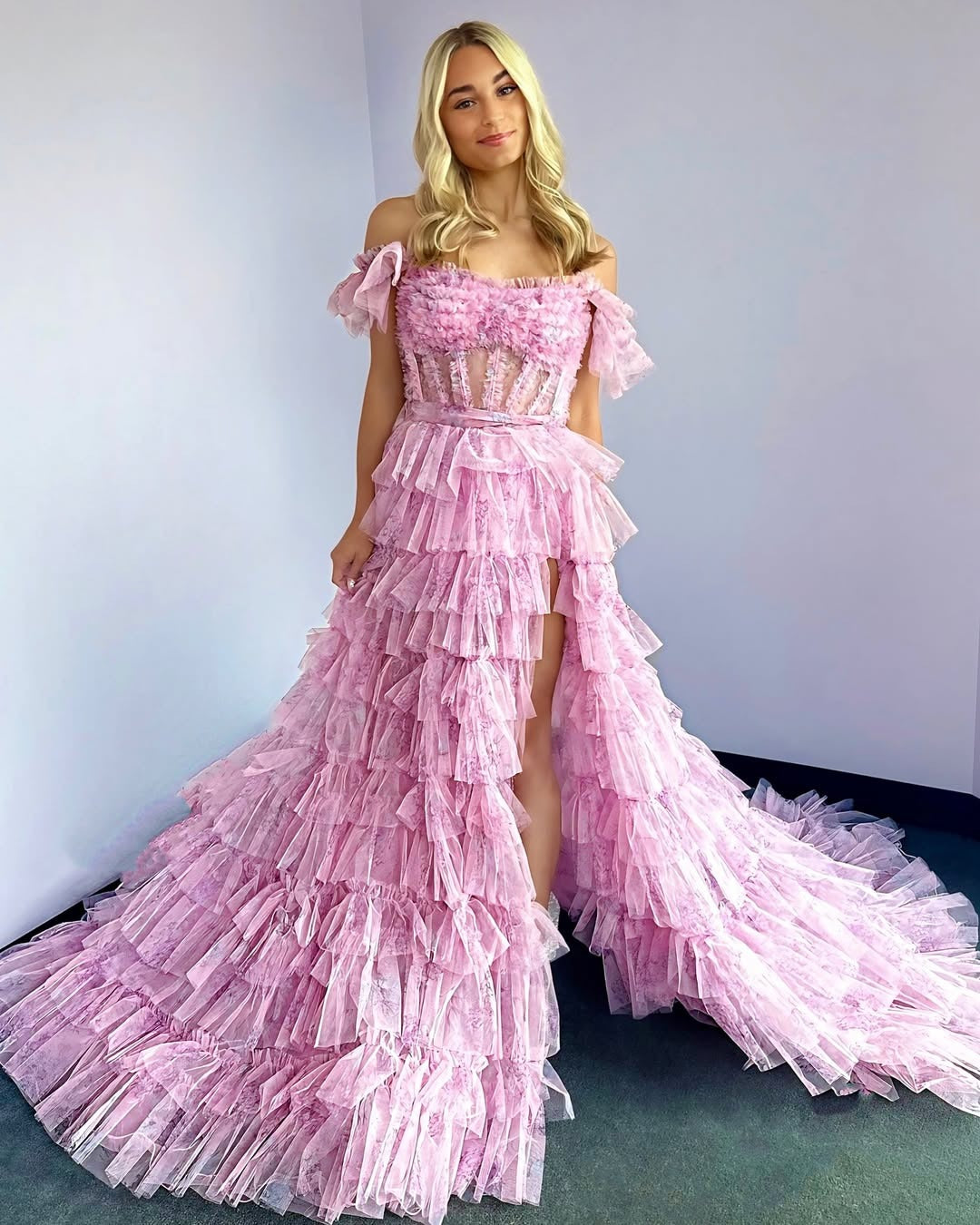 Vestidos de fiesta largos de corte A para mujer, vestidos de noche con corsé y flores, HE346
