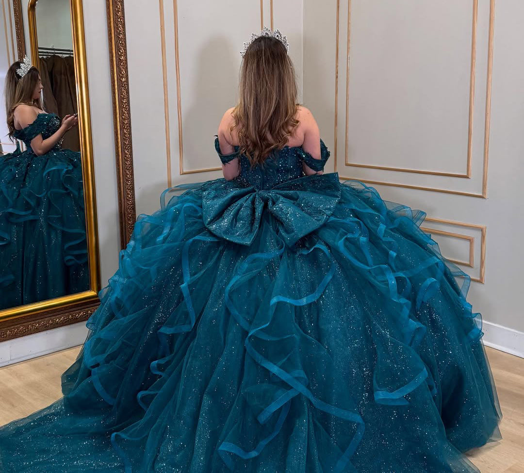 Glittery Tulle Princess Quinceanera Dresses Gorgeous Sweet 16 Party Dresses HE332