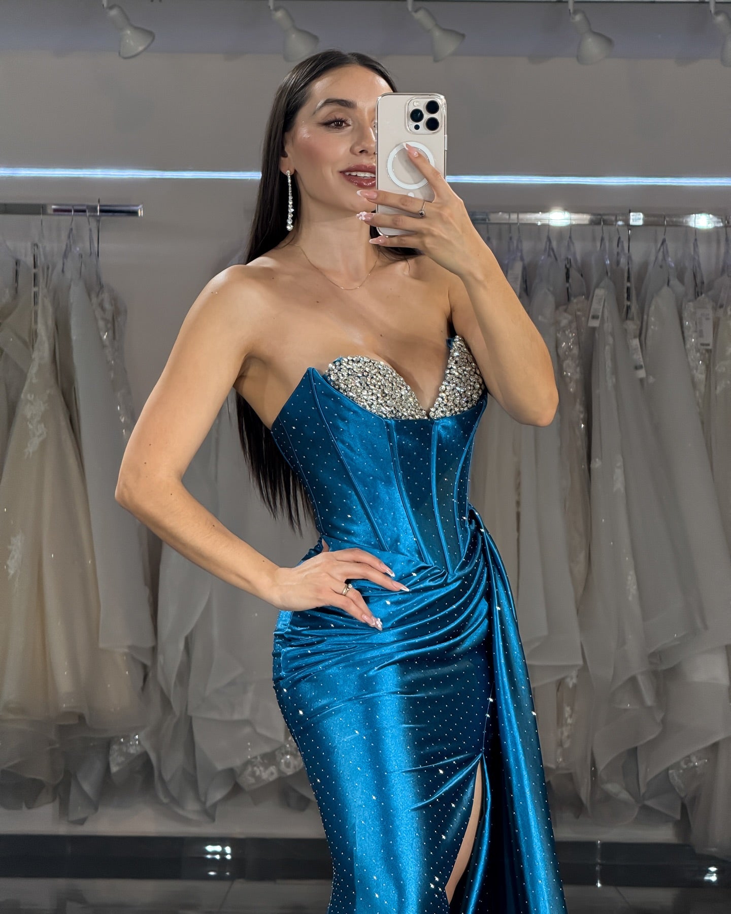 HE362-Sweetheart Satin Beaded Prom Dresses Long Mermaid Sleeveless Evening Gowns Plus Size Strapless Formal Party Dresses