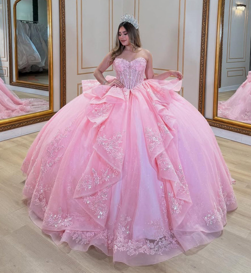Princess Quinceanera Dresses for Sweet 16 Tulle Lace Appliqued Prom Party Dresses HE325