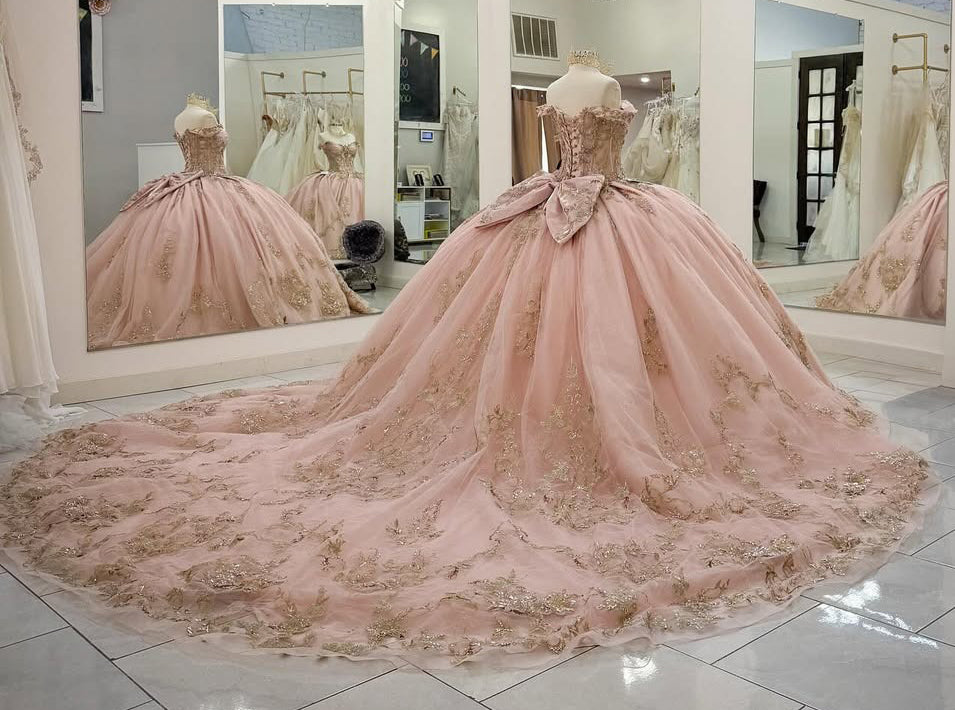 HE326 - Hermoso vestido de quinceañera, estilo princesa, con hombros descubiertos, de tul, encaje y cuentas, para fiesta de cumpleaños