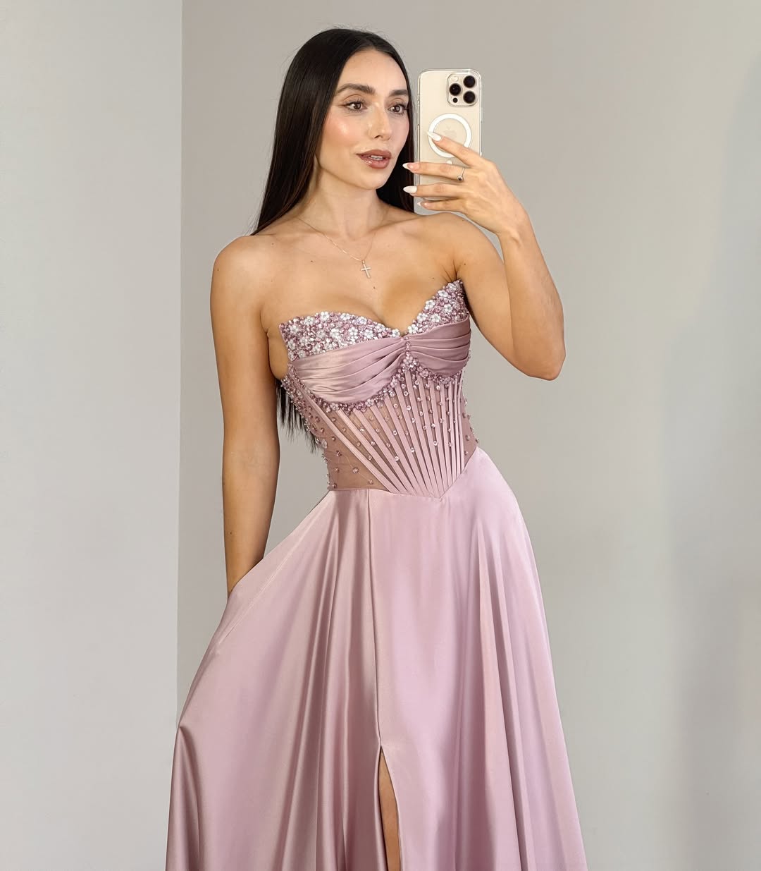 HE363-Women's A Line Satin Beaded Prom Dresses Long Straps Evening Gowns Sweetheart Party Maxi Dresses with Pockets
