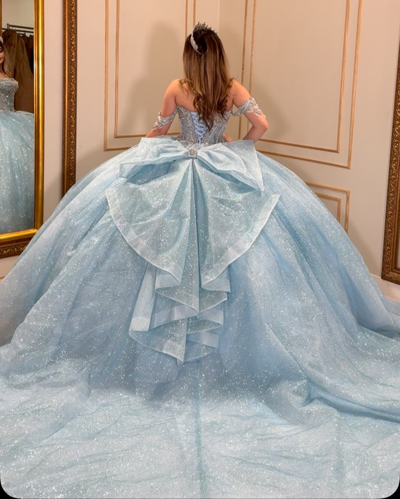 Glittery Tulle Beaded Princess Quinceanera Dresses for Sweet 16 Party Dresses HE336