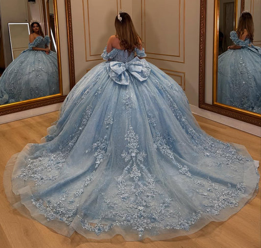 Tulle Lace Quinceanera Dresses Ball Gown Princess Sweet 16 Party Gowns HE335