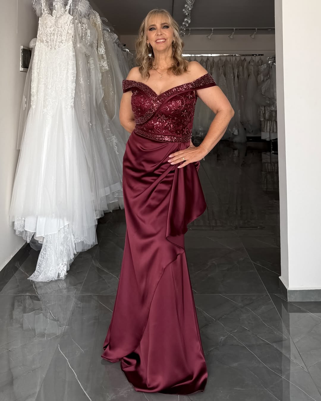 HE359-Women's Off Shoulder Mermaid Prom Dresses Satin Appliqued Beaded Evening Dresses Long Plus Size Party Gowns