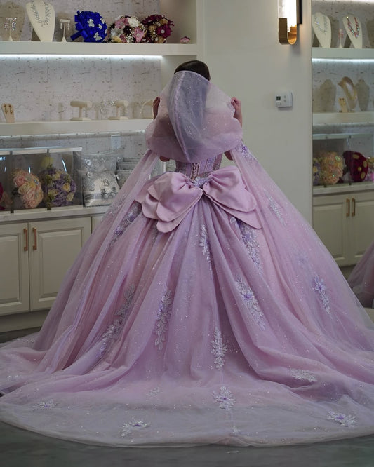 Lilac Quinceanera Dresses Tulle Appliques Princess Sweet 16 Party Dresses HE374