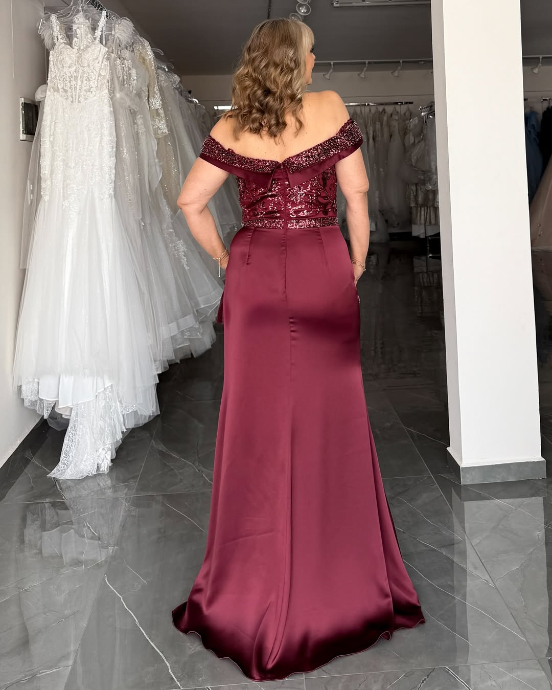 HE359-Women's Off Shoulder Mermaid Prom Dresses Satin Appliqued Beaded Evening Dresses Long Plus Size Party Gowns