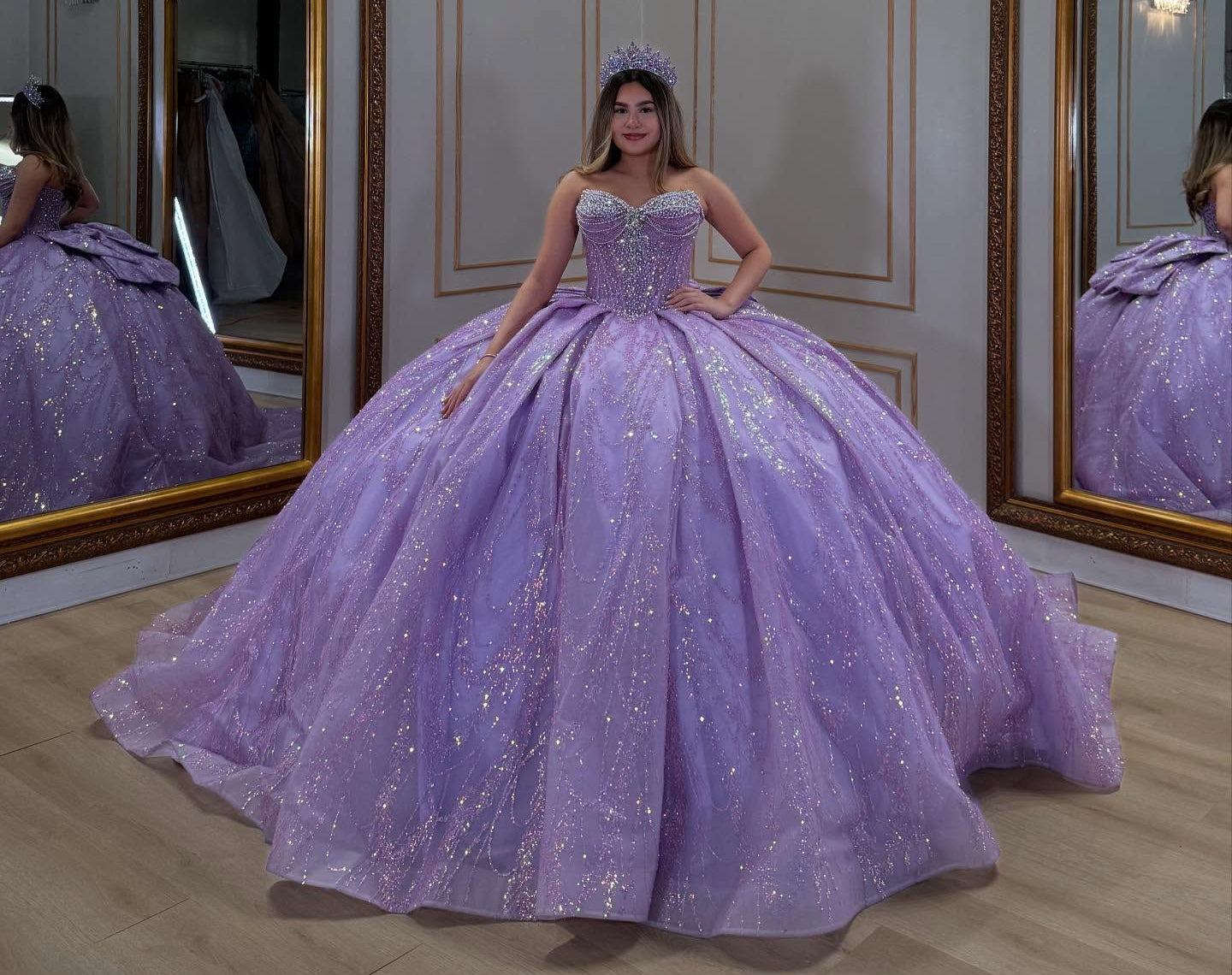 Sweetheart Glittery Sweet 16 Quinceanera Dresses Princess Sequin Beaded Party Gown HE378