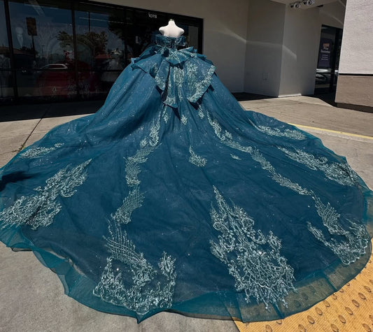 Off Shoulder Quinceanera Dresses Tulle Appliques Sweet 16 Party Dresses HE499