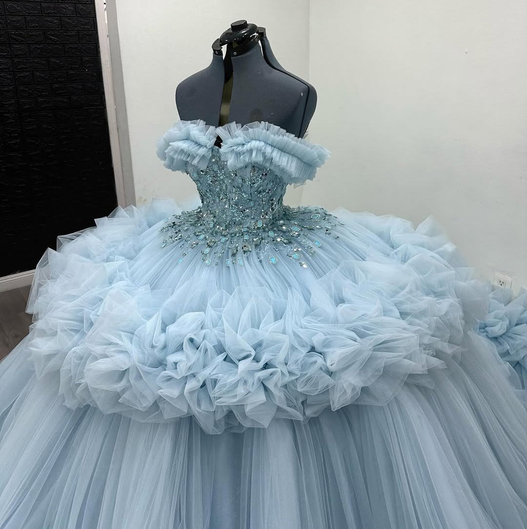 Gorgeous Tulle Ruffles Quinceanera Dresses for Sweet 16 Party Gowns HE449