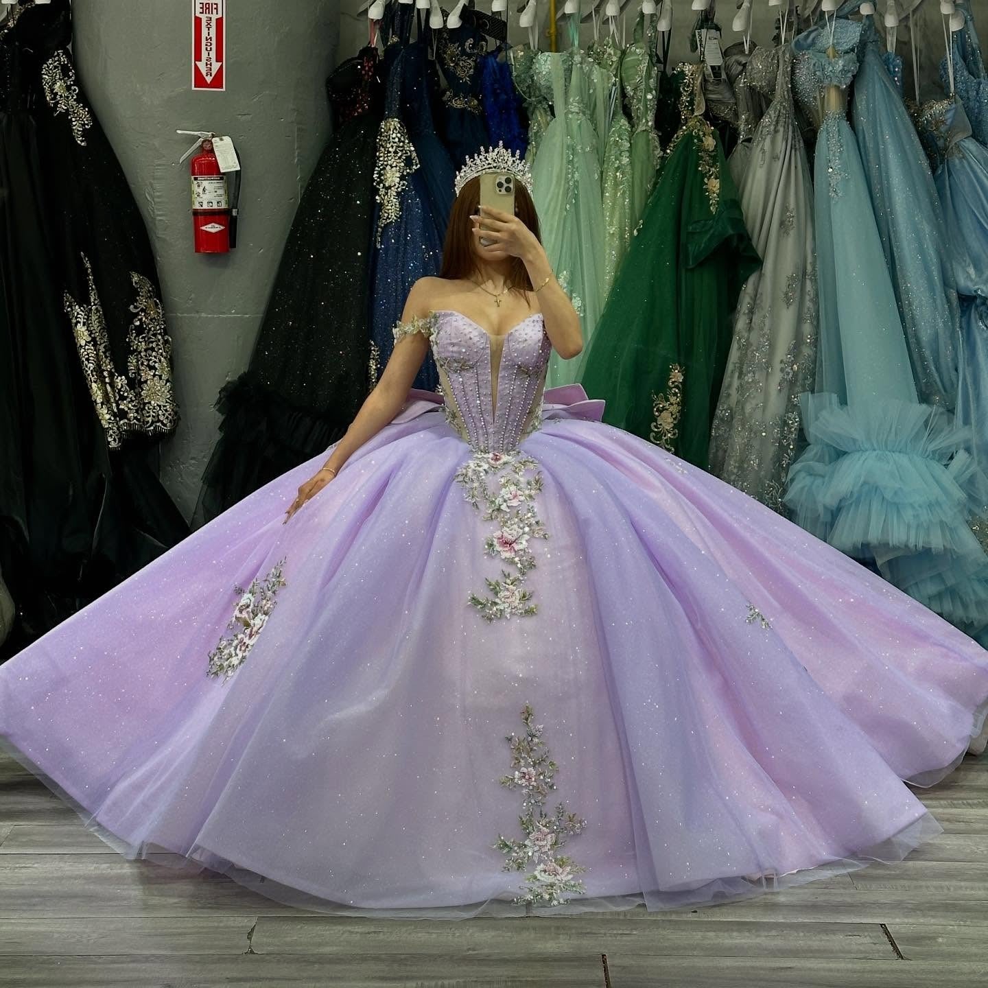 Lilac Sweet 16 Quinceanera Dresses Tulle Appliques Birthday Party Dresses HE513