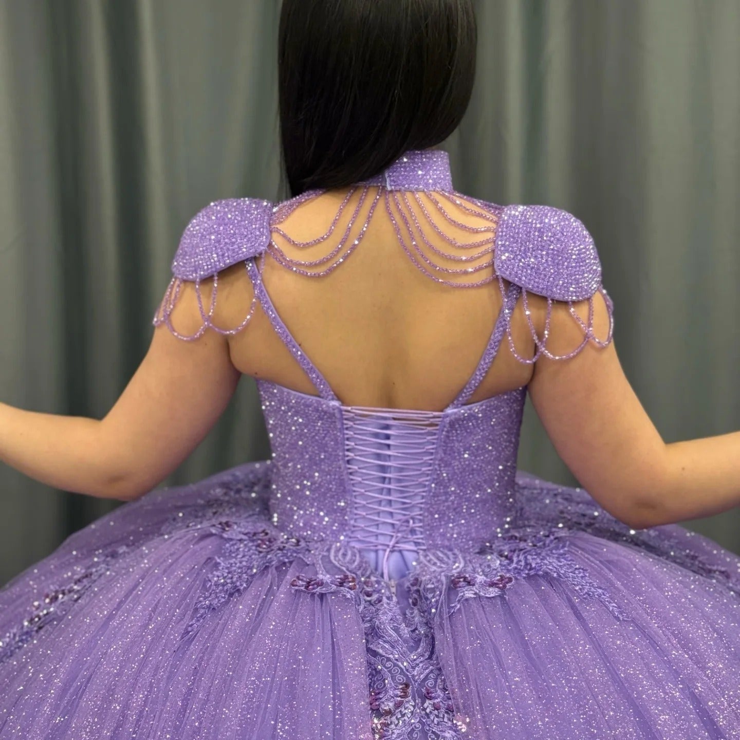 Lilac Quinceanera Dresses Sweetheart Tulle Appliques Prom Gowns for Sweet 16 HE419