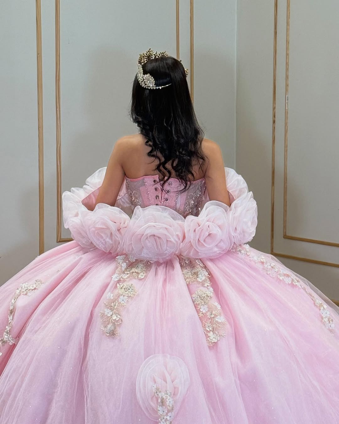Sweetheart Tulle Appliques Quinceanera Dresses Princess Pink Party Dresses HE436