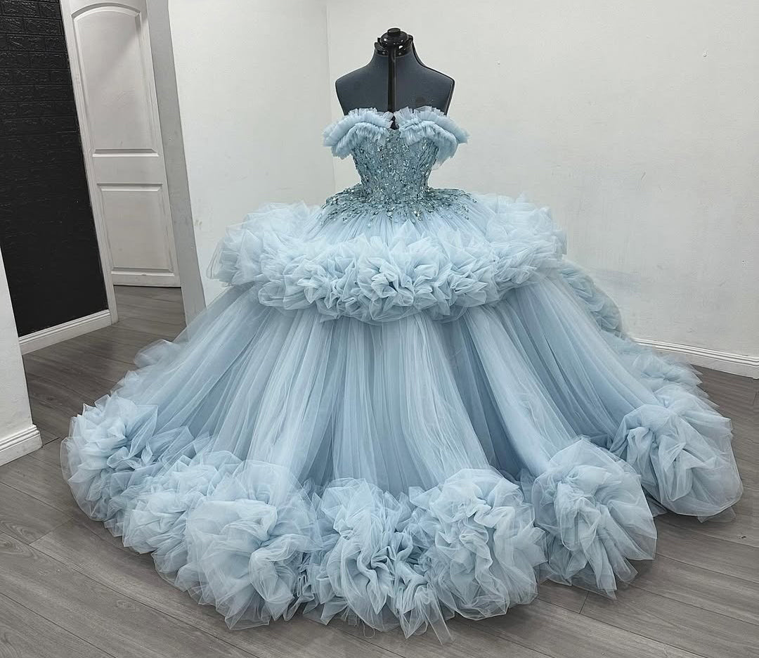 Gorgeous Tulle Ruffles Quinceanera Dresses for Sweet 16 Party Gowns HE449