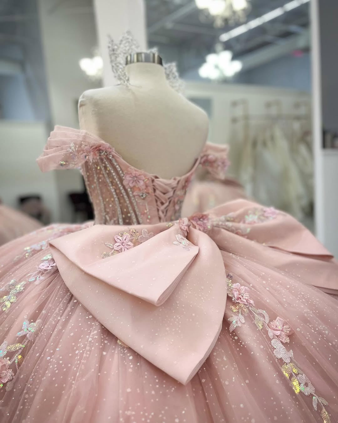 Vestidos de quinceañera rosa ruborizado, hombros descubiertos, estilo princesa, HE428