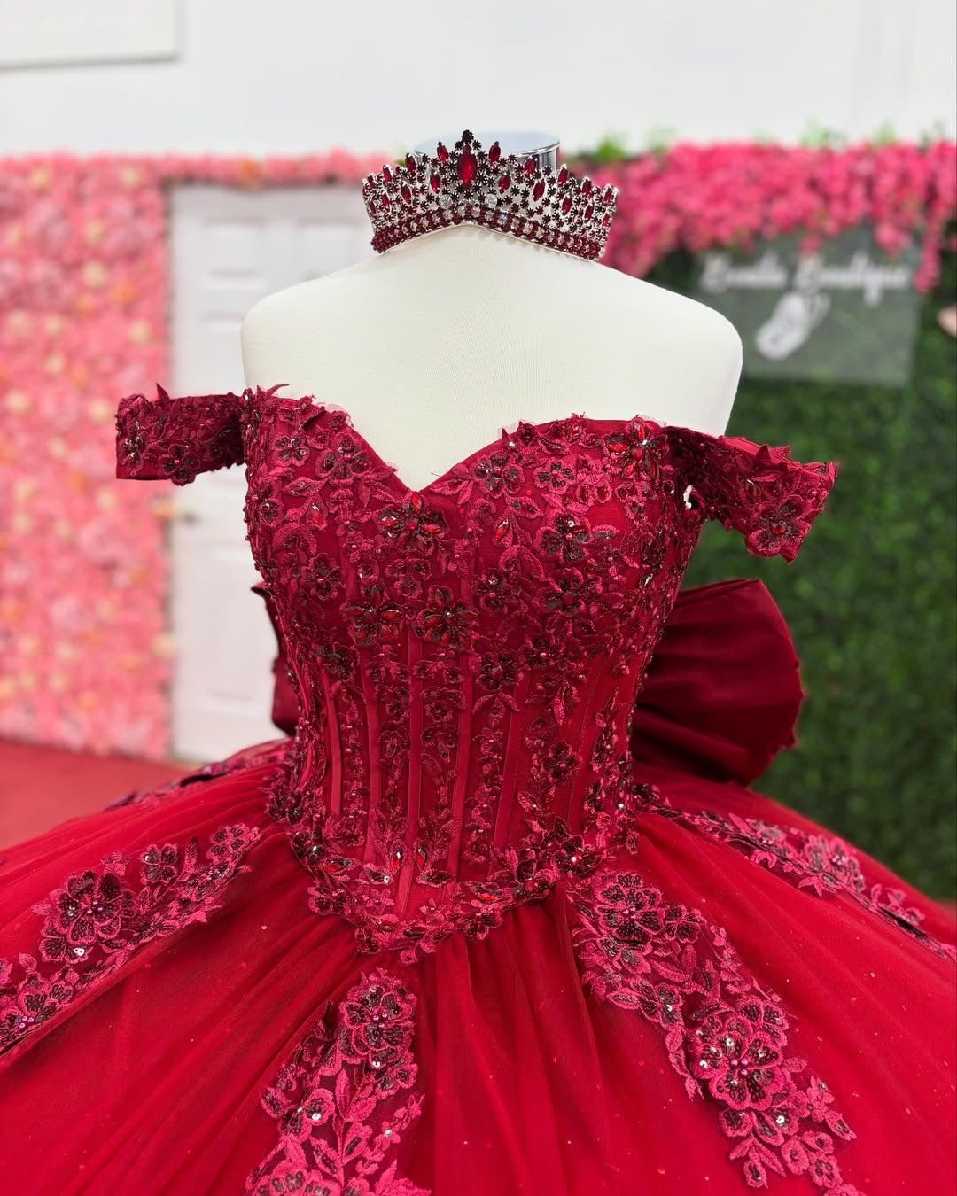 Vestidos de quinceañera con apliques rojos, estilo princesa, para fiesta de 16 años, HE500
