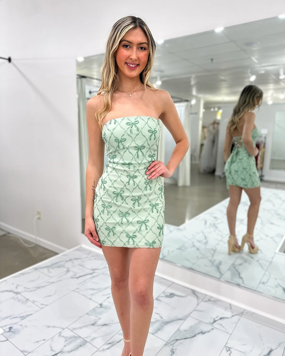 Strapless Sequin Beaded Homecoming Dresses Sheath Cocktail Gowns HE482