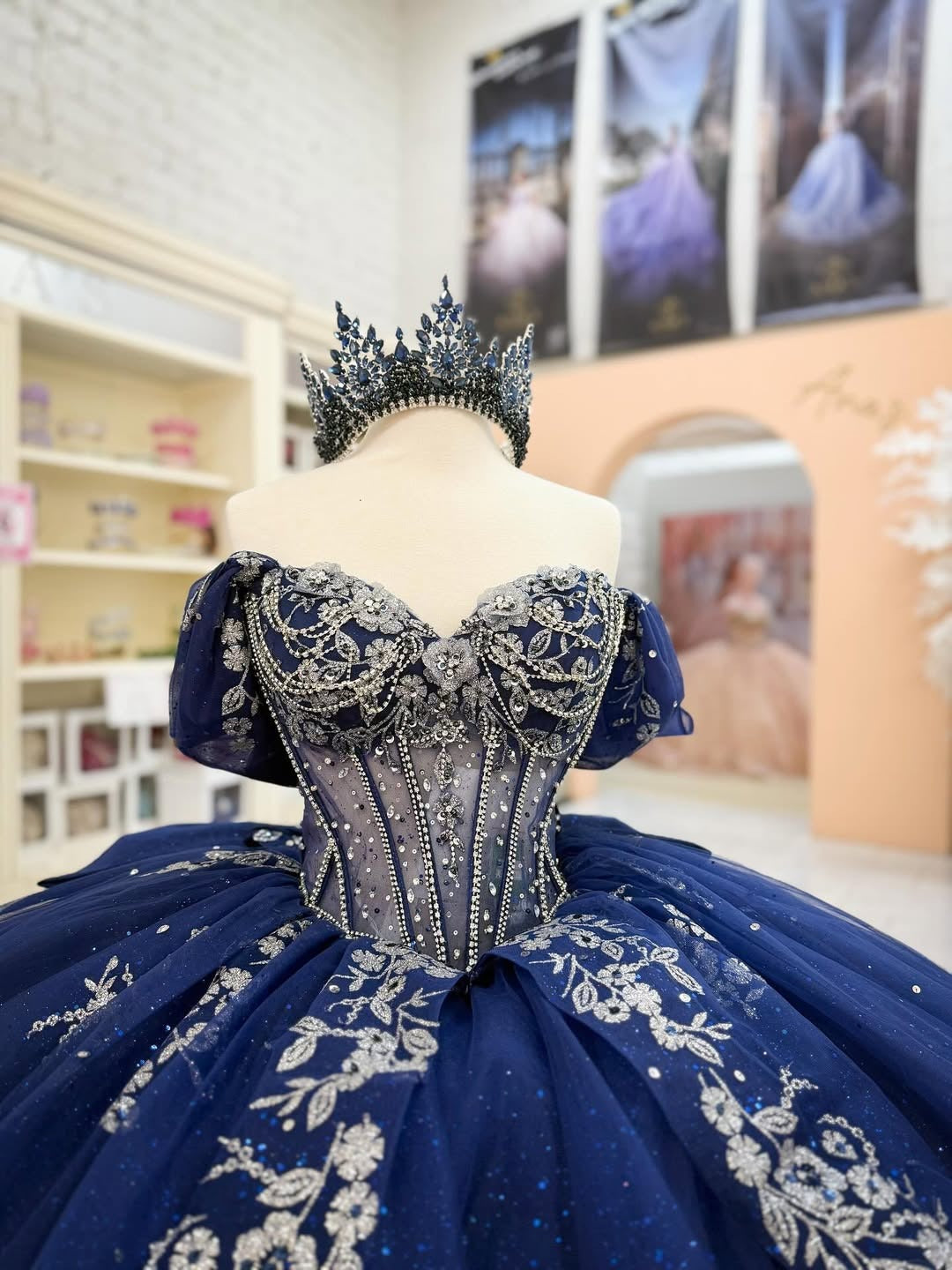 Off Shoulder Quinceanera Dresses Tulle Lace Appliques Sweet 16 Party Dresses HE503