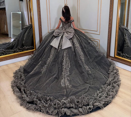 Ball Gown Quinceanera Dresses Lace Beaded Sweet 16 Party Gowns HE509