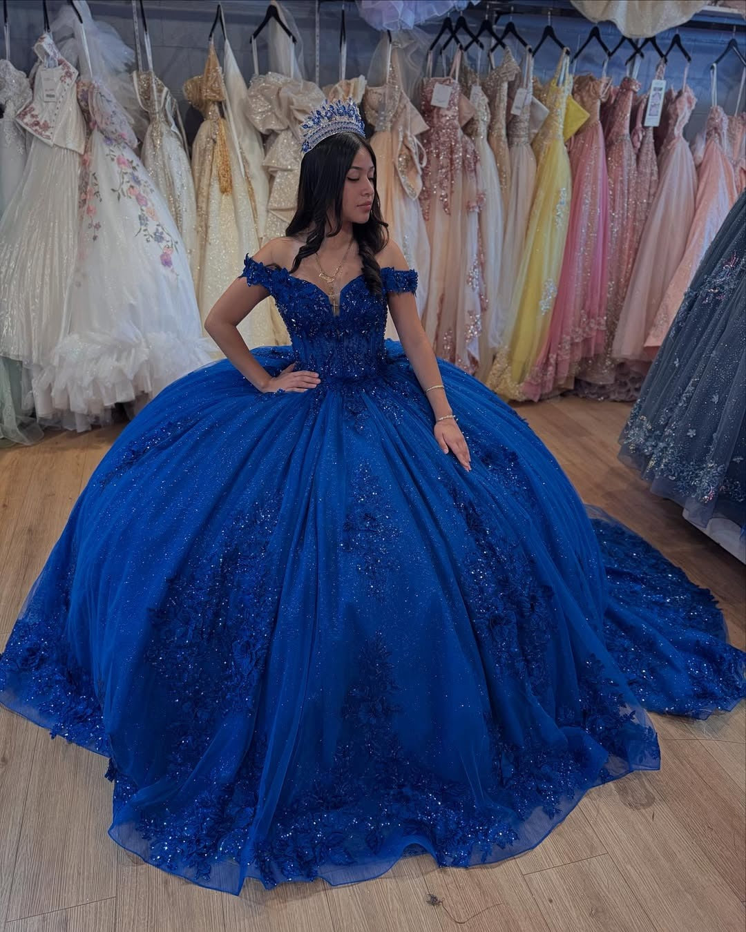 Royal Quinceanera Dresses Princess Tulle Lace Appliques Sweet 16 Party Dress HE506