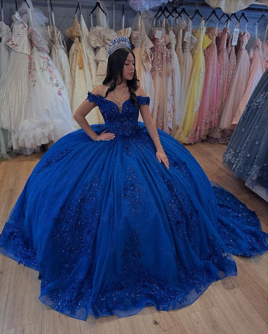 Royal Quinceanera Dresses Princess Tulle Lace Appliques Sweet 16 Party Dress HE506