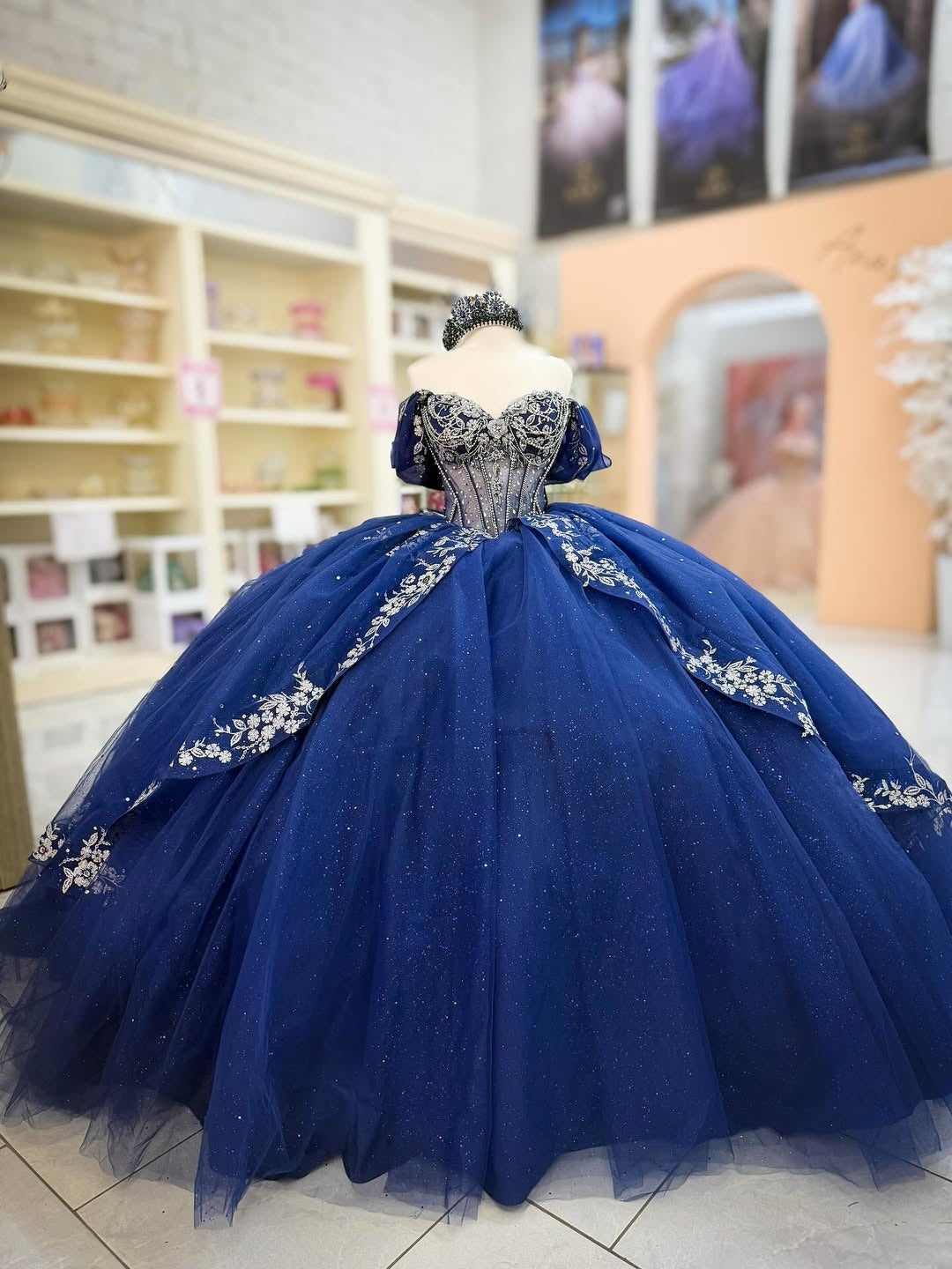 Off Shoulder Quinceanera Dresses Tulle Lace Appliques Sweet 16 Party Dresses HE503