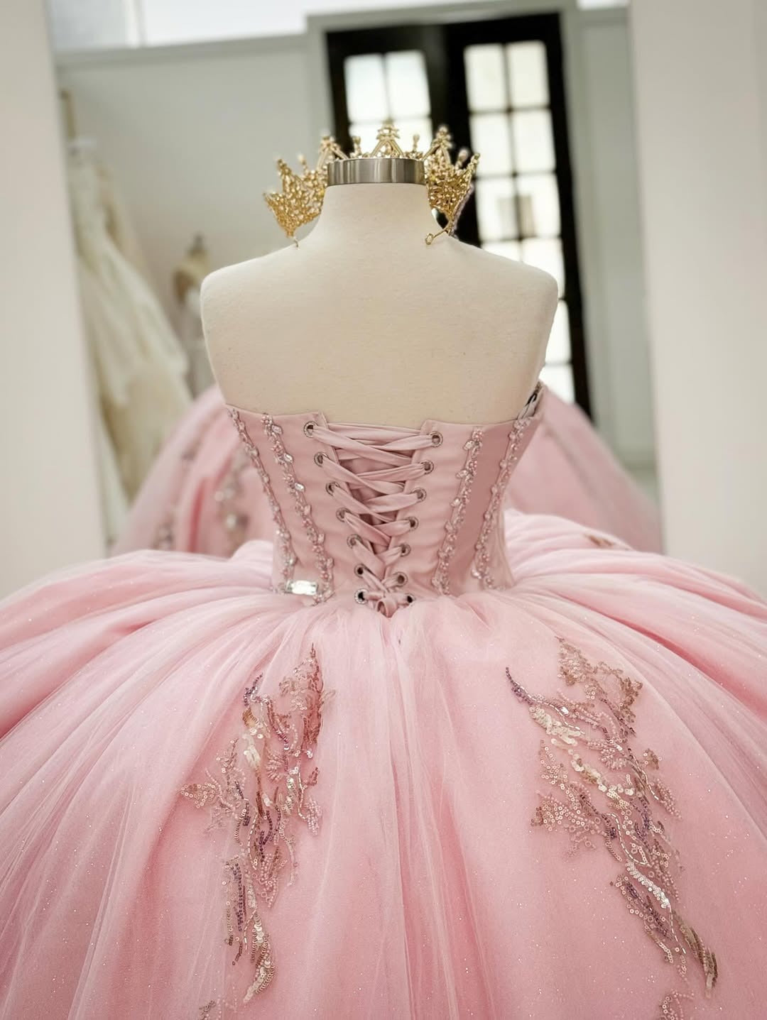 Sweetheart Ball Gown Sweet 16 Quinceanera Dresses Pink Birthday Gowns HE502