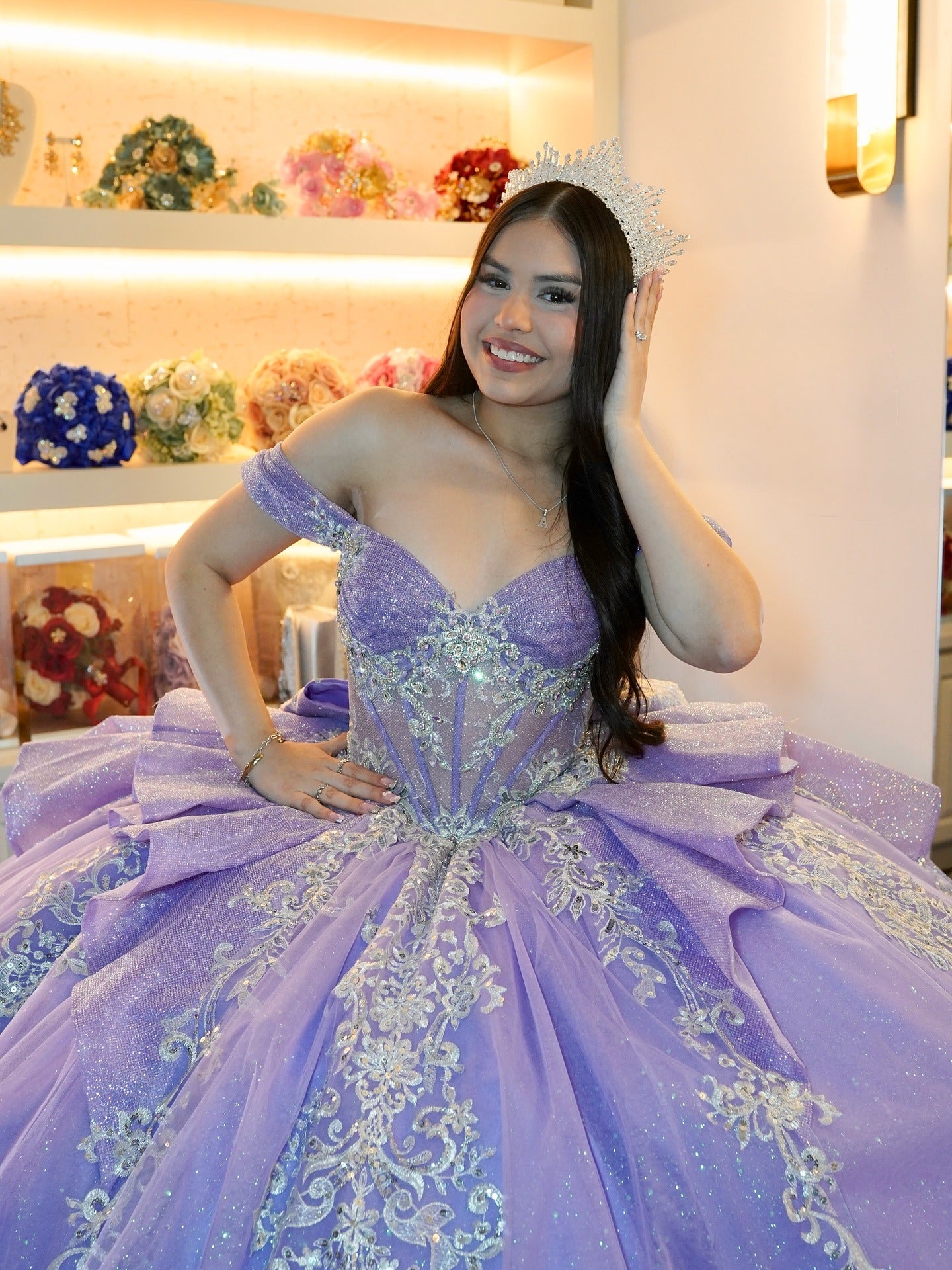 Vestidos de quinceañera con hombros descubiertos, tul princesa, apliques, vestidos de quinceañera HE530