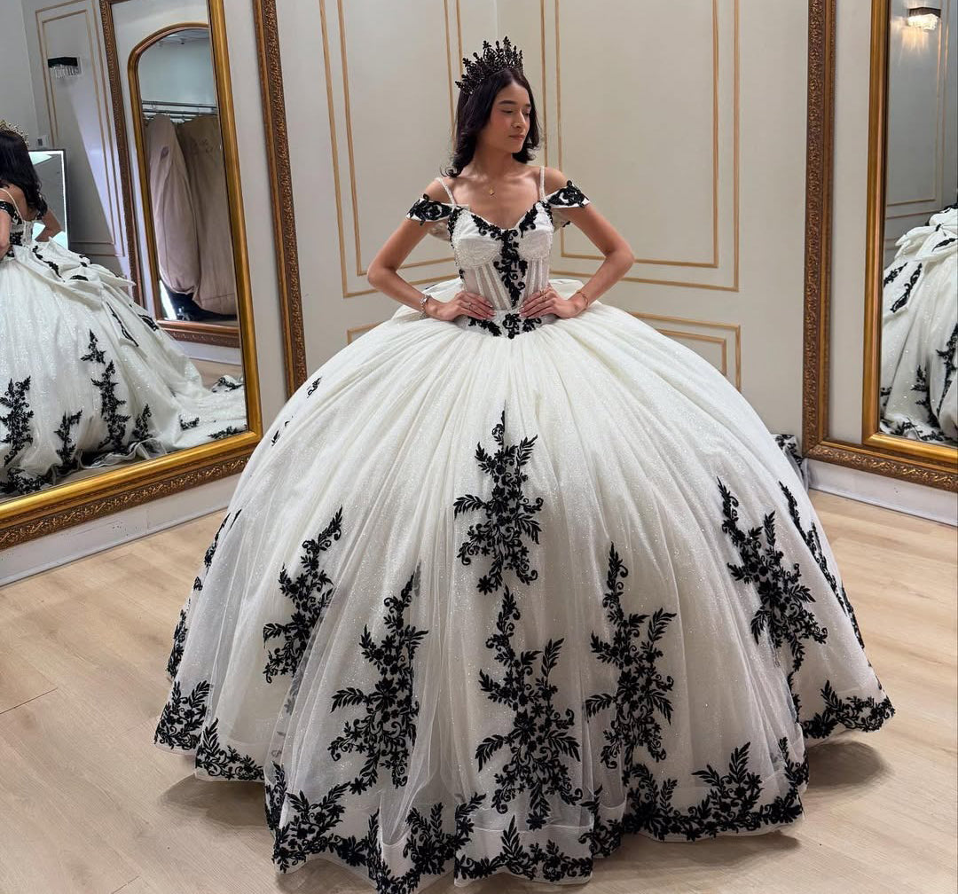 Vestidos de quinceañera con apliques de tul y encaje, vestidos de fiesta para 16 años, HE507