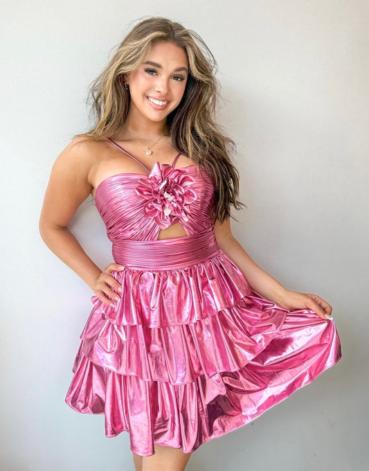 A Line Ruffles Homecoming Dresses Short Halter Neck Party Gowns HE395