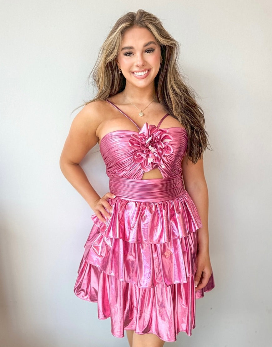 A Line Ruffles Homecoming Dresses Short Halter Neck Party Gowns HE395
