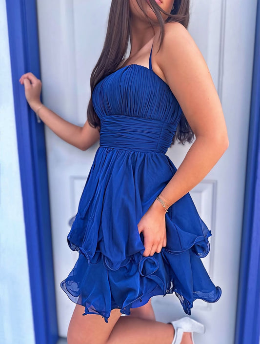 A Line Knee Length Organza Ruffles Homecoming Dresses for Juniors HE558