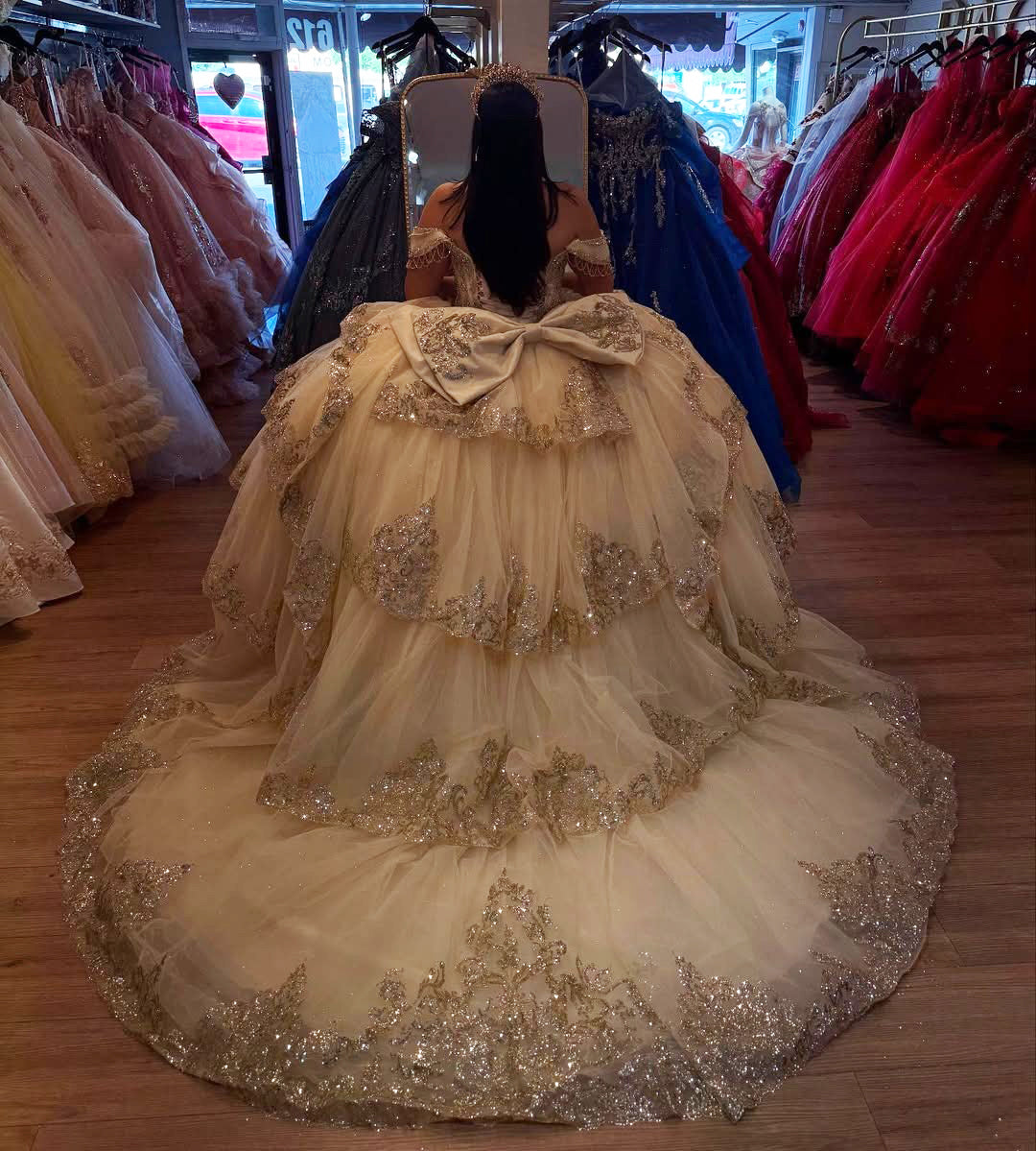 Vestidos de quinceañera con hombros descubiertos, tul princesa, apliques, vestidos de quinceañera HE530