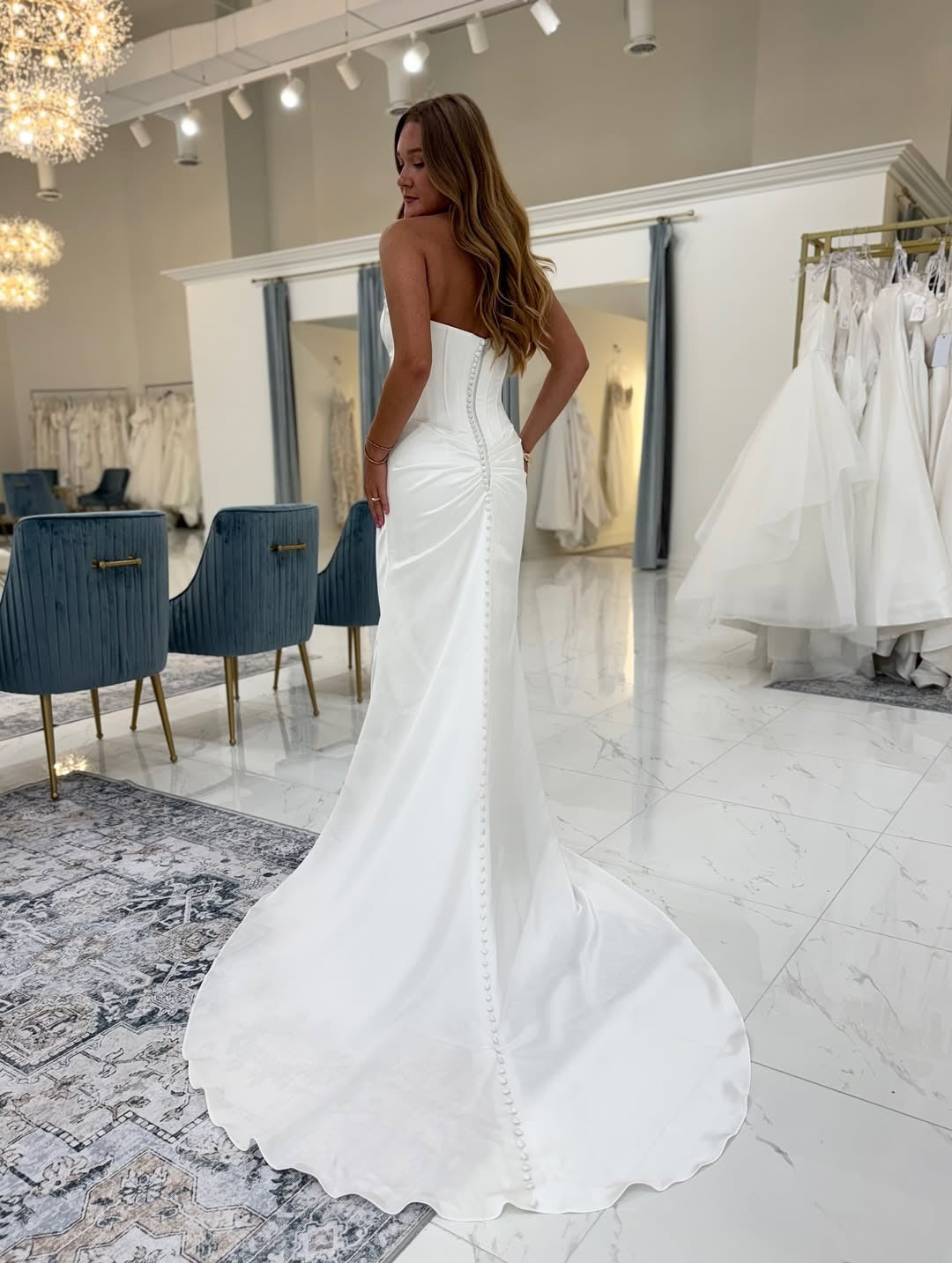 Mermaid Satin Corset Simple White Wedding Dresses Sweetheart Bridal Dresses HE795