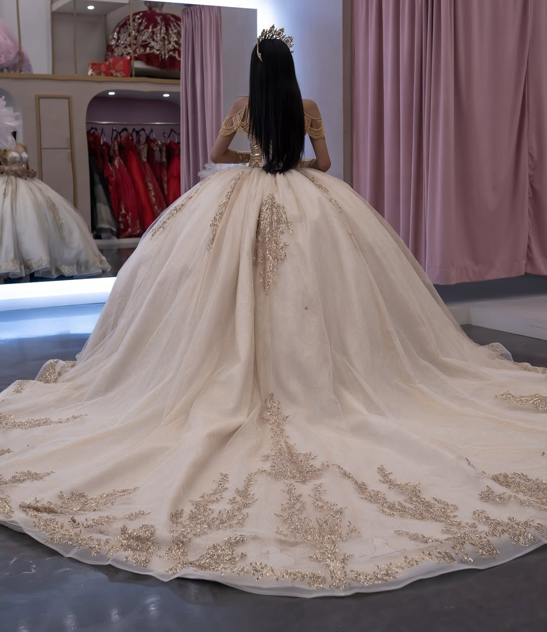 Vestidos de quinceañera con hombros descubiertos, tul princesa, apliques, vestidos de quinceañera HE530