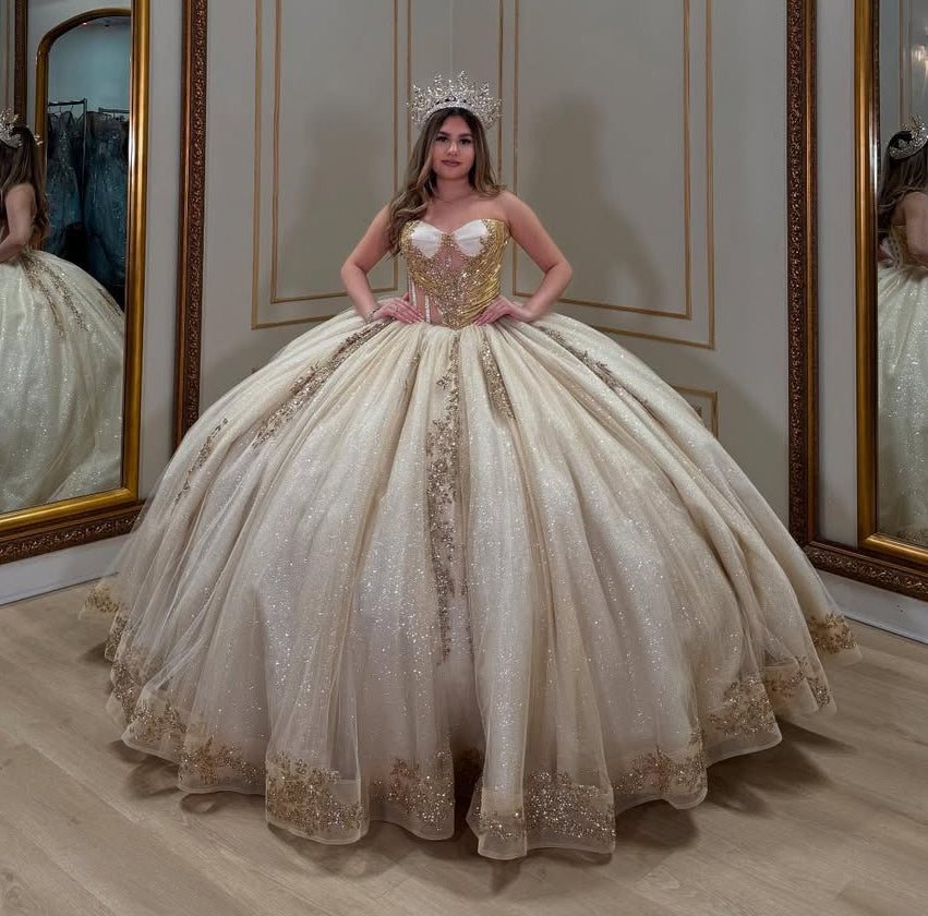 Vestidos de quinceañera con hombros descubiertos, tul princesa, apliques, vestidos de quinceañera HE530