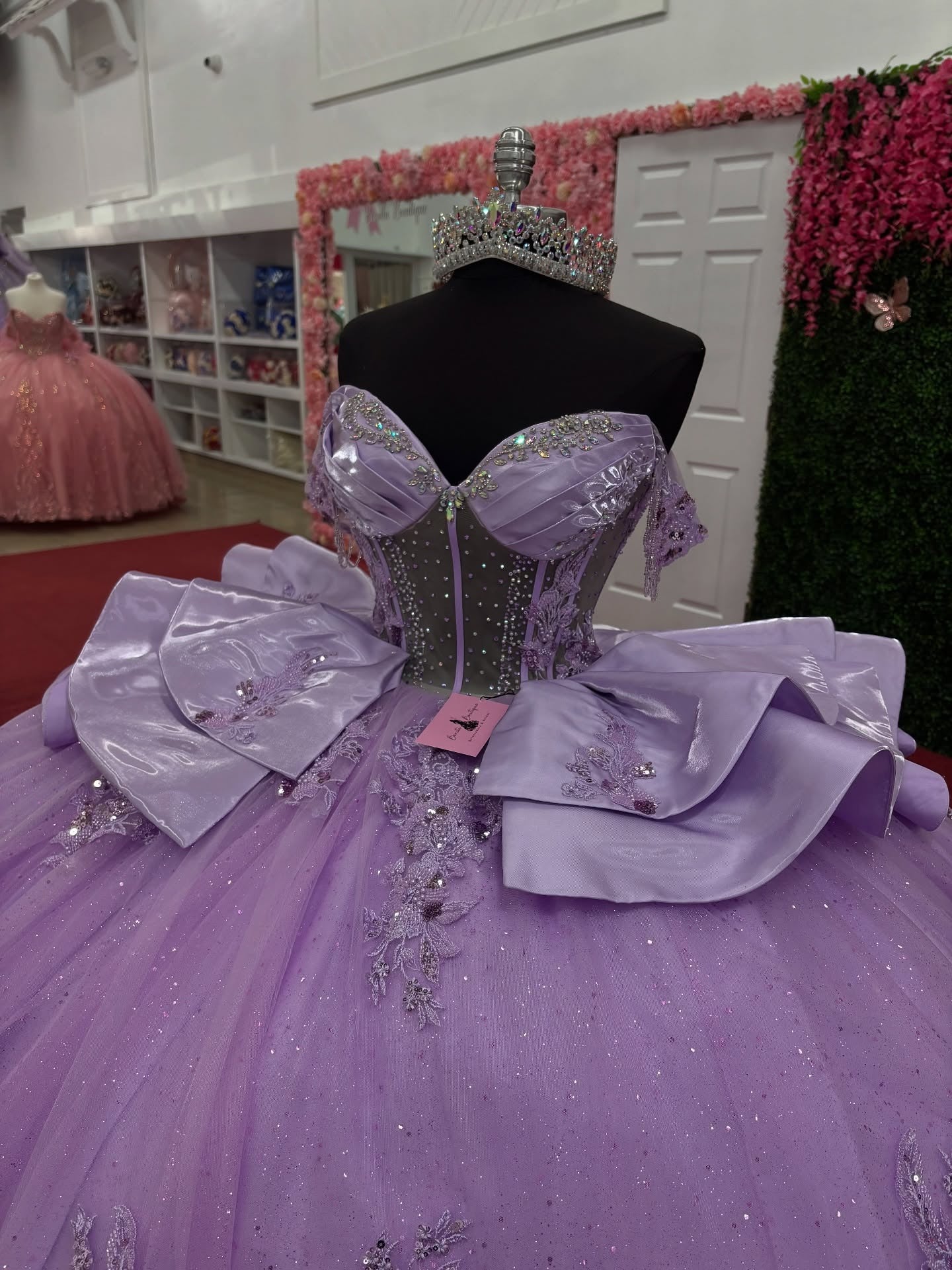 Off Shoulder Lilac Tulle Corset Appliqued Princess Quinceanera Dresses for Sweet 16 HE952