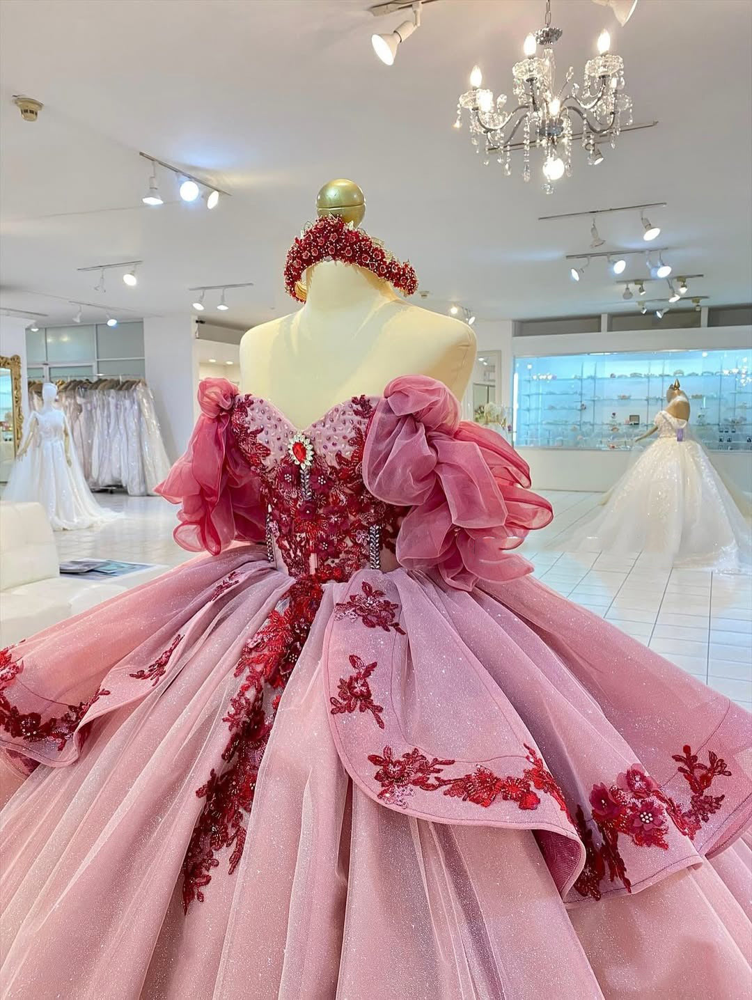 Vestidos de quinceañera con hombros descubiertos, tul princesa, apliques, vestidos de quinceañera HE530