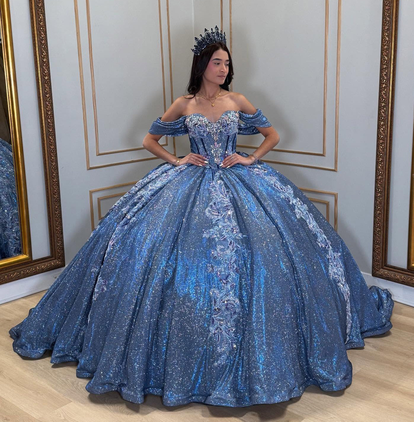 Vestidos de quinceañera con hombros descubiertos, tul princesa, apliques, vestidos de quinceañera HE530