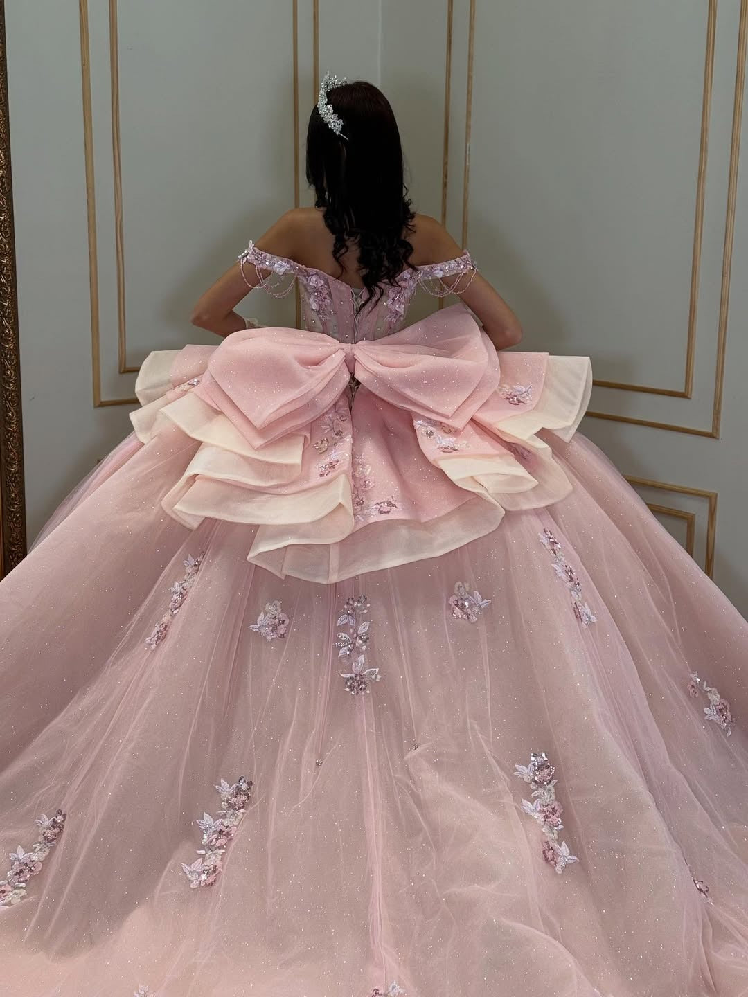 Vestidos de quinceañera con hombros descubiertos, tul princesa, apliques, vestidos de quinceañera HE530