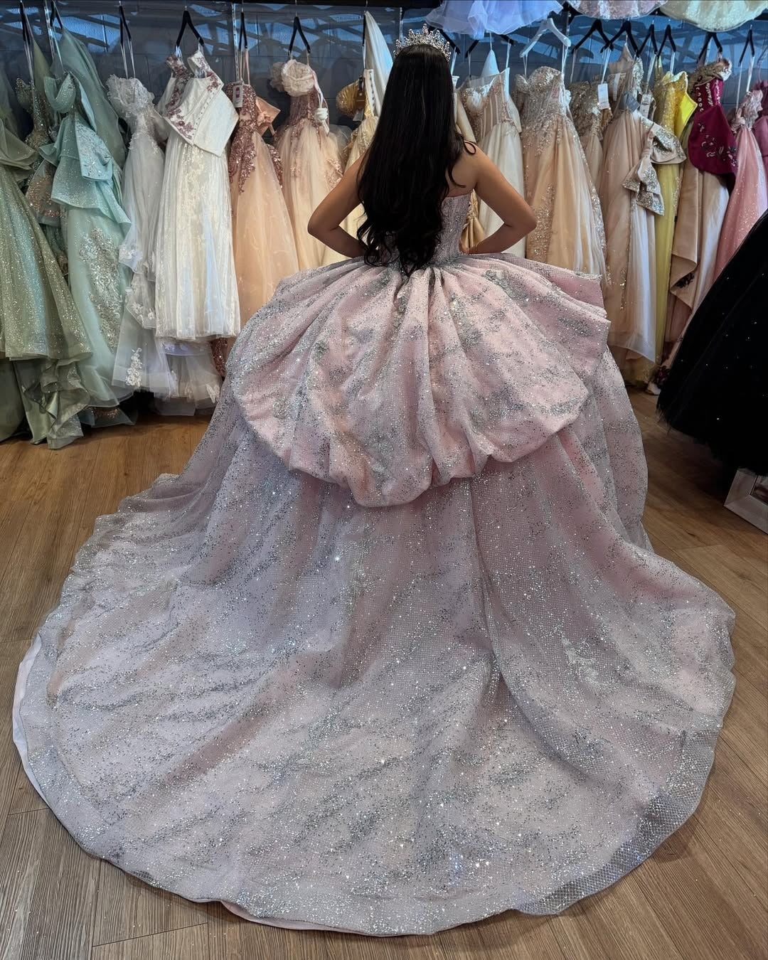 Sweetheart Pink Tulle Sequin Beaded Ball Gown Quinceanera Dresses for Sweet 16 HE768