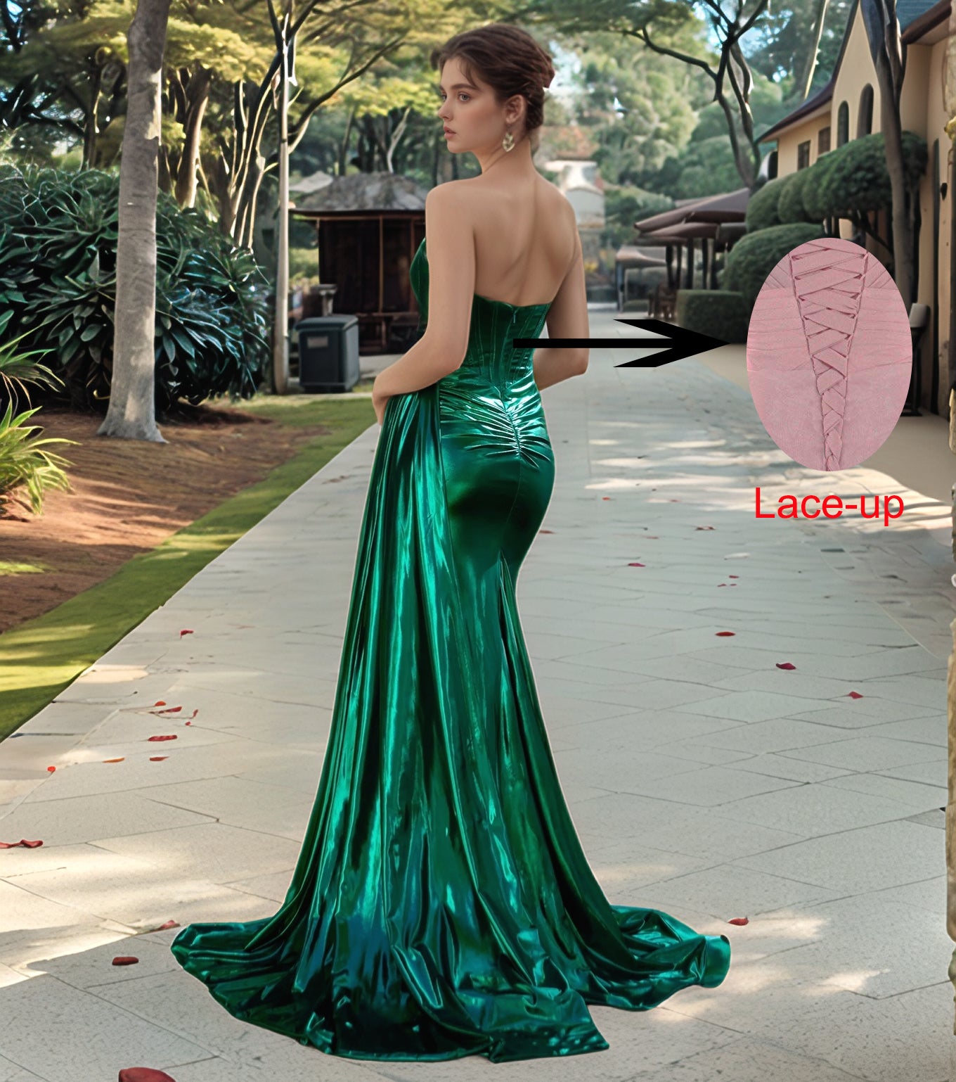 HE013-Sweetheart Mermaid Prom Dresses with Slit Metallic Satin Long Evening Gowns Women's Plus Size Party Dresses