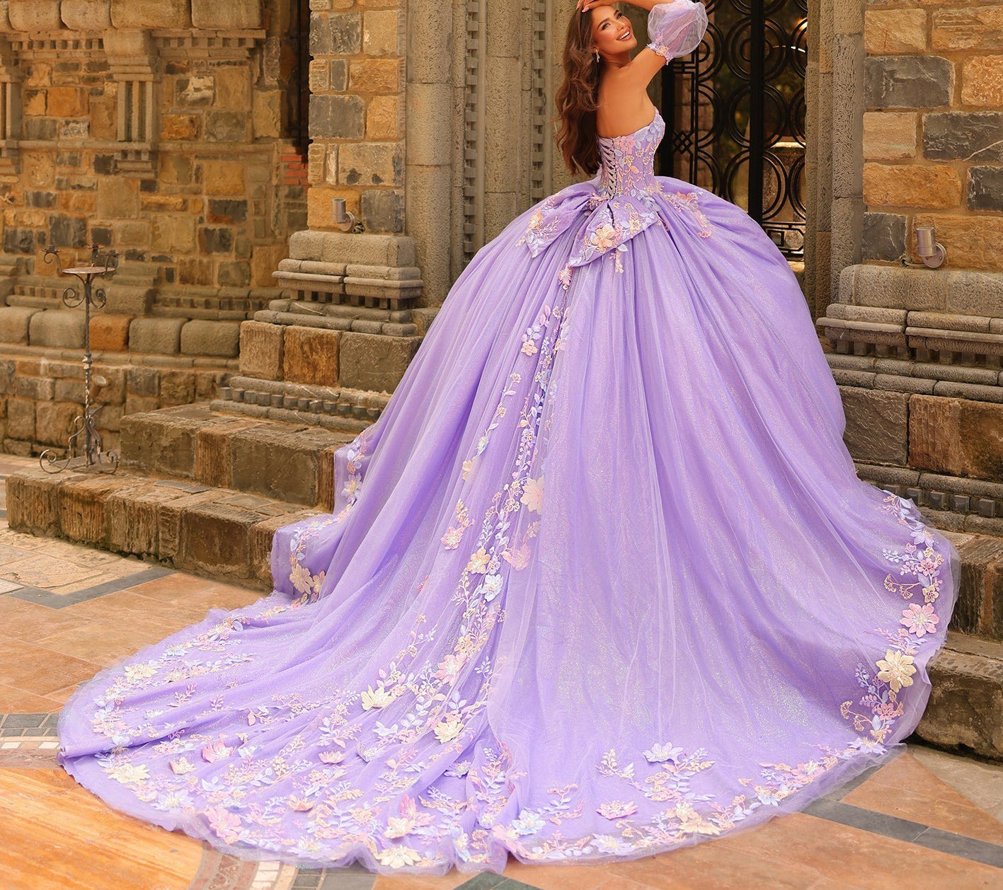 Sweetheart Ball Gown Princess Lilac Quinceanera Dresses with Detachable Sleeves HE857